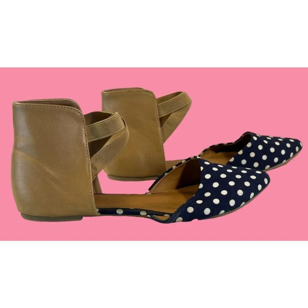 Maurices Penny Women Size 7  Navy Polka Dot Ballet Flat - Picture 7 of 12